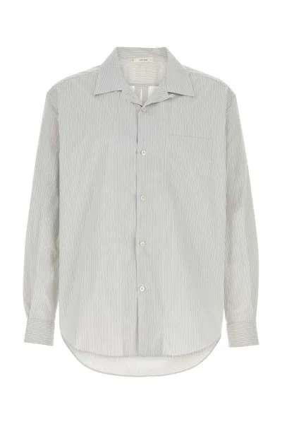 The Row Embroidered Stretch Poplin Shirt For Men In Gray