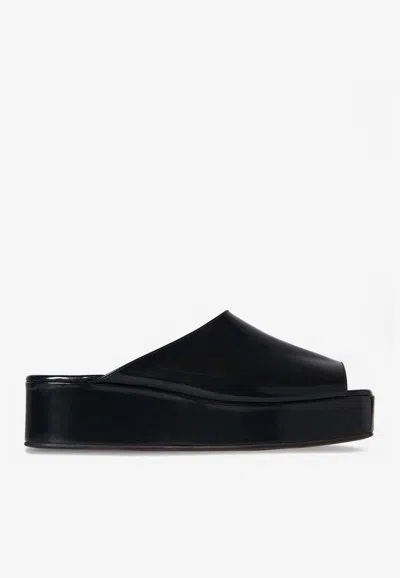 THE ROW EMI FLATFORM LEATHER SANDALS