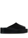 The Row 20mm Emi Flatform Patent Leather Wedges In Black