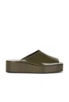 The Row 20mm Emi Flatform Patent Leather Wedges In Khaki