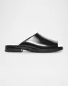 The Row Emi Leather Flat Mule Sandals