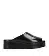 The Row Emi Glossed-leather Platform Slides