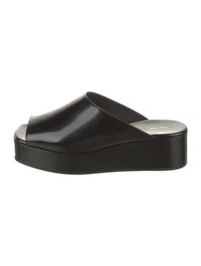 Pre-owned The Row Emi Leather Slides In Black