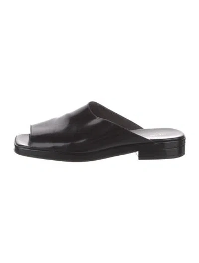 Pre-owned The Row Emi Leather Slides In Black