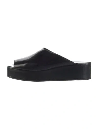 Pre-owned The Row Emi Leather Slides In Black