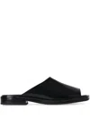 The Row Emi Leather Flat Mule Sandals In Black
