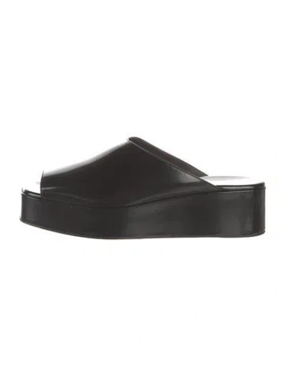Pre-owned The Row Emi Platform Leather Slides In Black