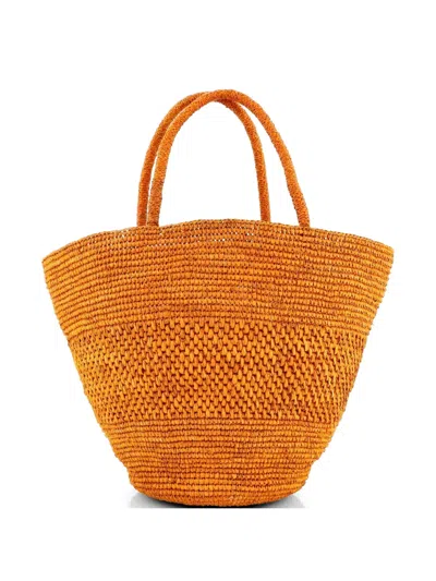 Pre-owned The Row Emilie Basket Bag Raffia Small Tote Bag In Orange