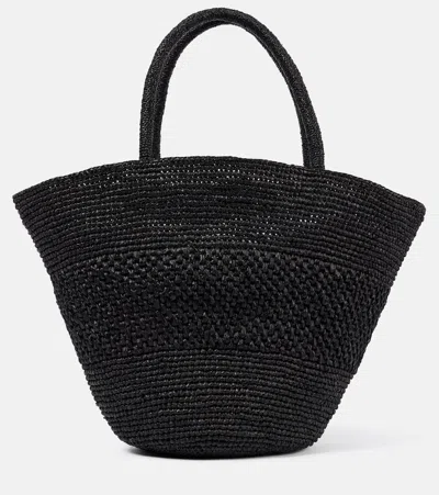 The Row Emilie Small Raffia Basket Bag In Black