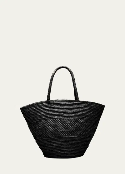 The Row Emilie Tote Bag In Raffia In Black