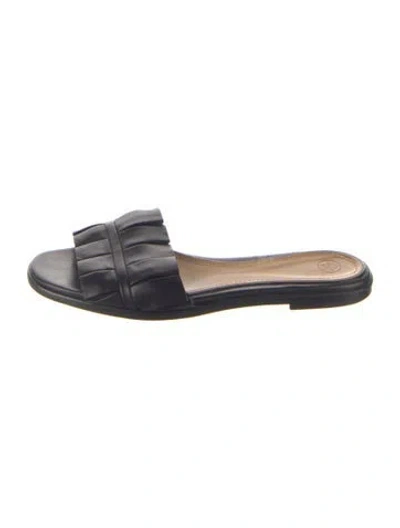 Pre-owned The Row Emma Leather Slides In Black