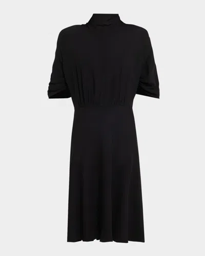 The Row Emmeline Short-sleeve Silk Midi Dress In Black