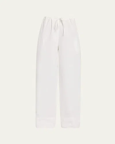 The Row Jugi Poplin Straight Pants In Off White