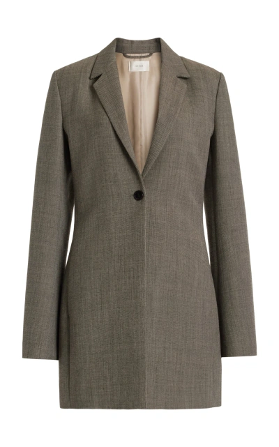 The Row Enny Long Wool-blend Single-breasted Blazer In Grey