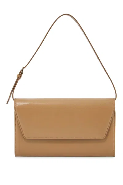 The Row Evening Leather Clutch In Beige