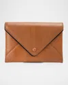 The Row Envelope Flap Clutch Bag In Embossed Leather In Brown