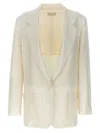 The Row Enza Linen Single-breasted Blazer In White