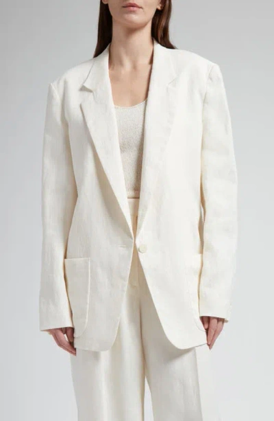 The Row Enza Linen Single-breasted Blazer In White