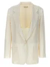 The Row Enza Linen Single-breasted Blazer In Neutrals