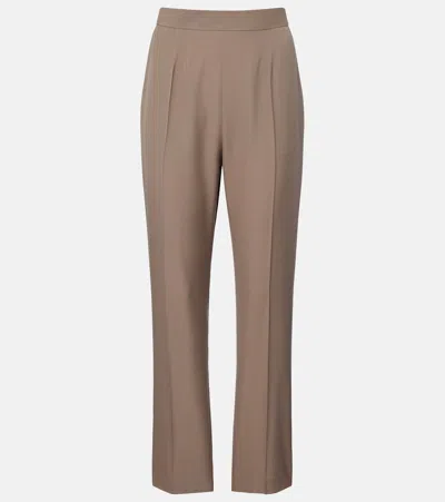 The Row Eranza Wool Straight Pants In Brown
