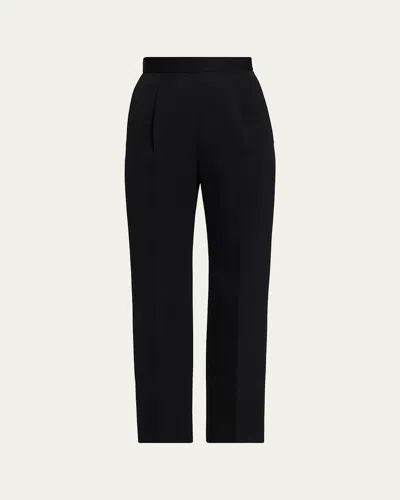 The Row Eranza Wool Straight-leg Ankle Pants In Black