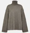 The Row Erci Oversized Alpaca And Silk-blend Turtleneck Sweater In Green