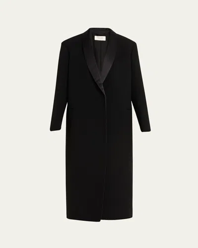 The Row Erdene Single-breasted Wool Long Coat In Black