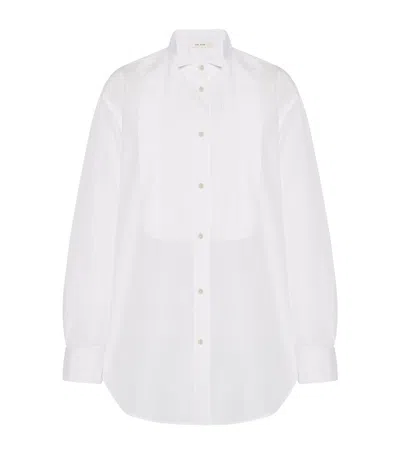 The Row Erelia Cotton Tuxedo Shirt In White