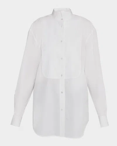 The Row Erelisse Bib Cotton Poplin Tuxedo Shirt In White