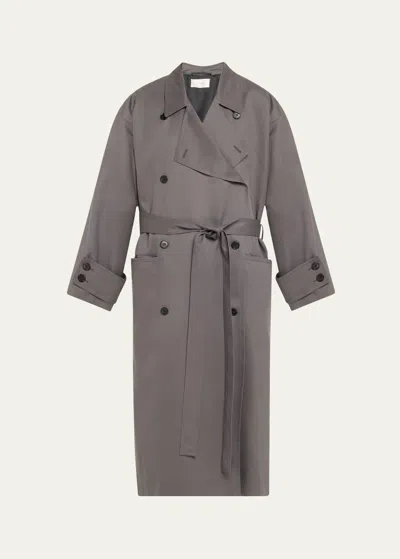 The Row Eric Oversize Belted Trench Coat In Army Grey
