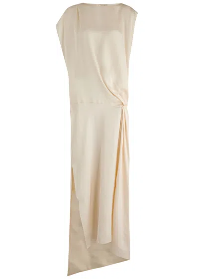 The Row Esmee Gathered Satin Maxi Dress In Ivory