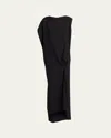 The Row Esmee Asymmetric Silk Column Gown In Black