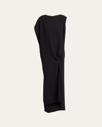 The Row Esmee High-low Column Silk Dress In Black