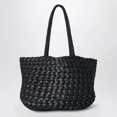The Row Estelle Two Bag In Black Woven Raffia