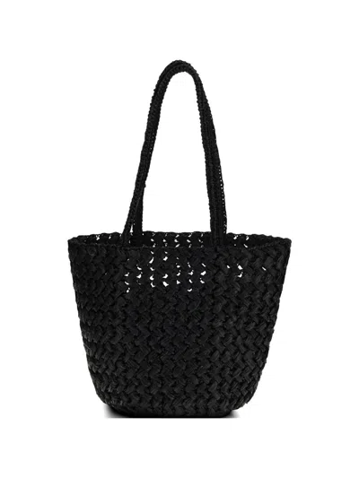 The Row Estelle Two Rafia Tote In Black