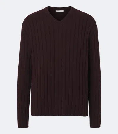 The Row Ettore Cashmere Sweater In Burgundy