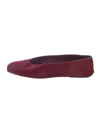 Pre-owned The Row Eva Two Calf Hair Ballet Flats In Burgundy