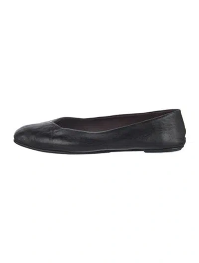 Pre-owned The Row Eva Two Leather Ballet Flats In Black