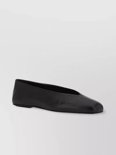 The Row Eva Two Pointed Toe Ballerina Shoes In Black