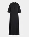 The Row Eveline 3/4-sleeve Maxi Shift Shirtdress In Black