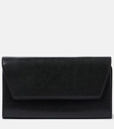The Row Evening Leather Clutch In Black