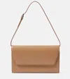 The Row Evening Leather Clutch In Warm Chestnut Light Gold