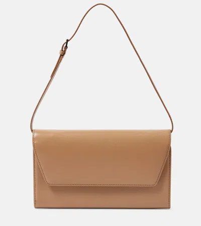 The Row Evening Leather Clutch In Beige