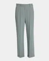 The Row Everhart Pleated Virgin Wool Blend Gabardine Straight Leg Pants In Timouse Grey