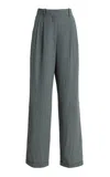 The Row Everhart Pleated Virgin Wool Blend Gabardine Straight Leg Pants In Neutral