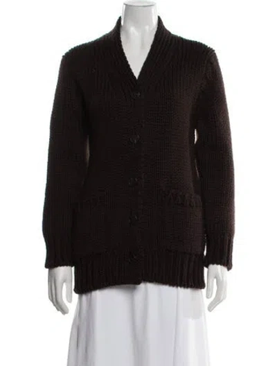 Pre-owned The Row Evesham Cardigan Merino Wool Sweater W/ Tags In Brown