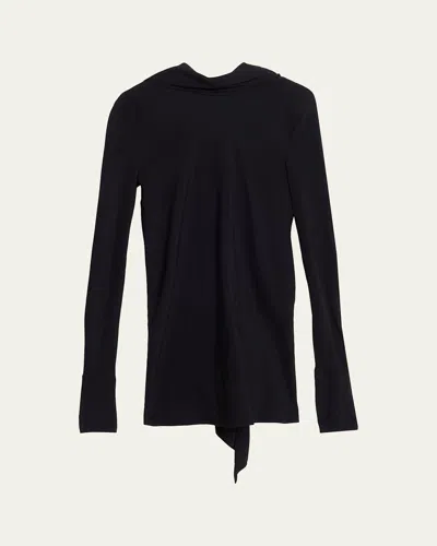 The Row Evo Long-sleeve Crepe Low-back Top In Black