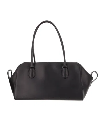 The Row Ew Leather Bowling Bag In Black