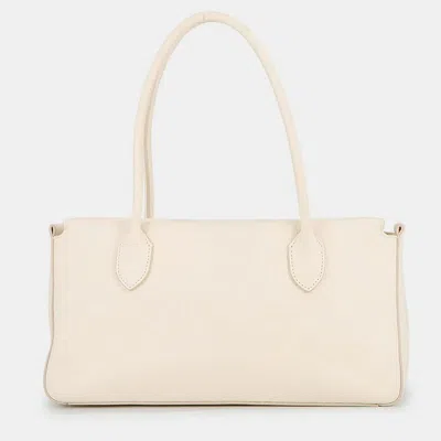 Pre-owned The Row E/w Top Handle Bag Milk Leather In White