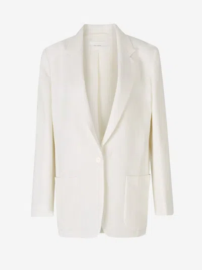 The Row Harvy Linen Blazer In Off White